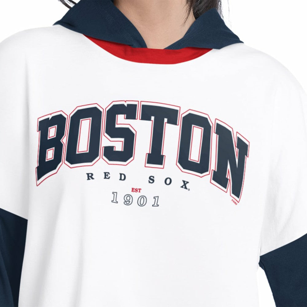Boston Red Sox G-III 4Her by Carl Banks Women's Key Player Oversized Hooded Long Sleeve T-Shirt - MLB