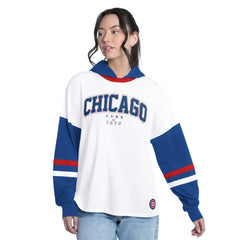 Chicago Cubs G-III 4Her by Carl Banks Women's Key Player Oversized Hooded Long Sleeve T-Shirt - MLB