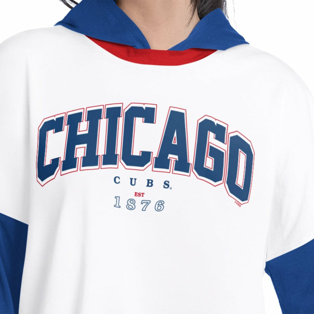Chicago Cubs G-III 4Her by Carl Banks Women's Key Player Oversized Hooded Long Sleeve T-Shirt - MLB