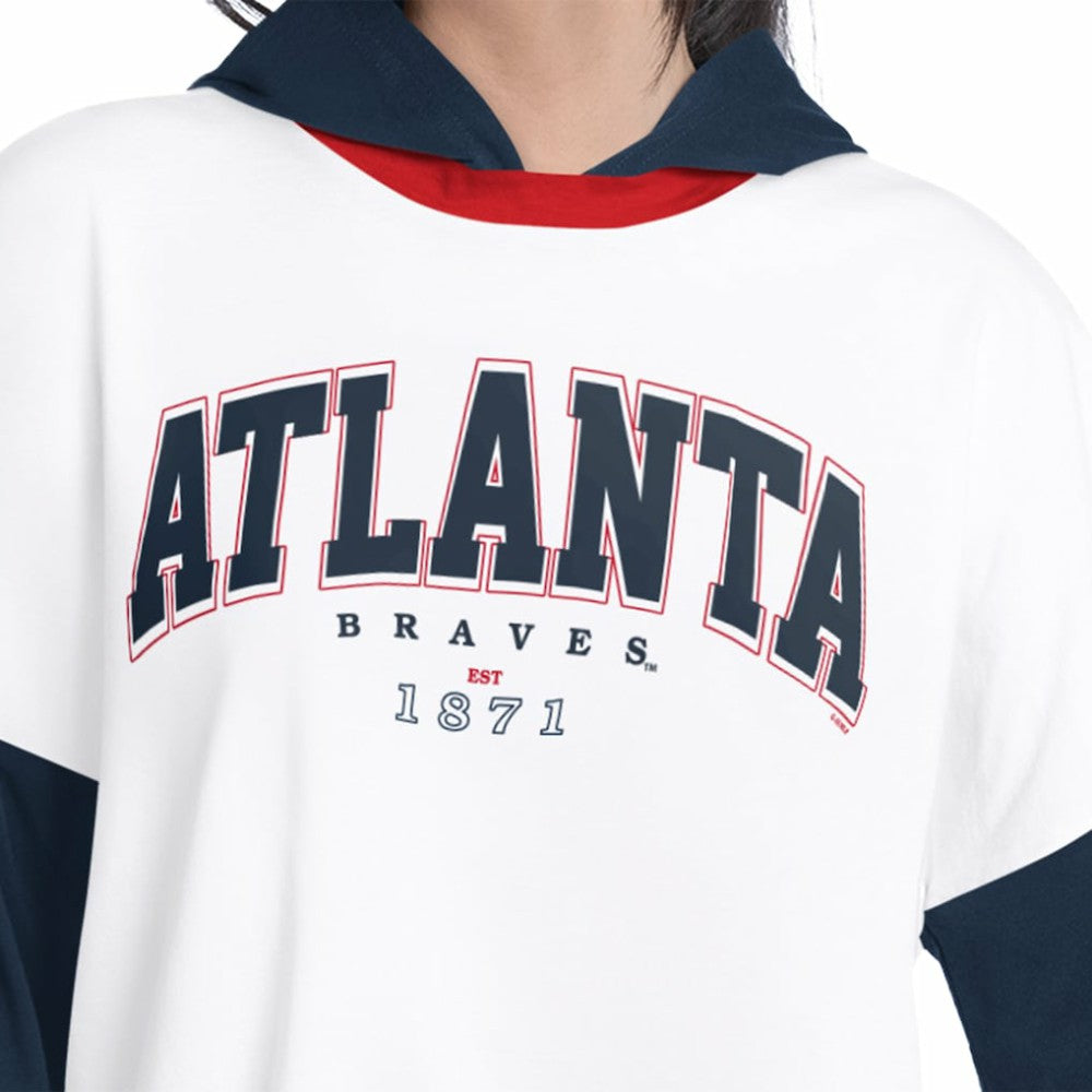 Atlanta Braves G-III 4Her by Carl Banks Women's Key Player Oversized Hooded Long Sleeve T-Shirt - MLB