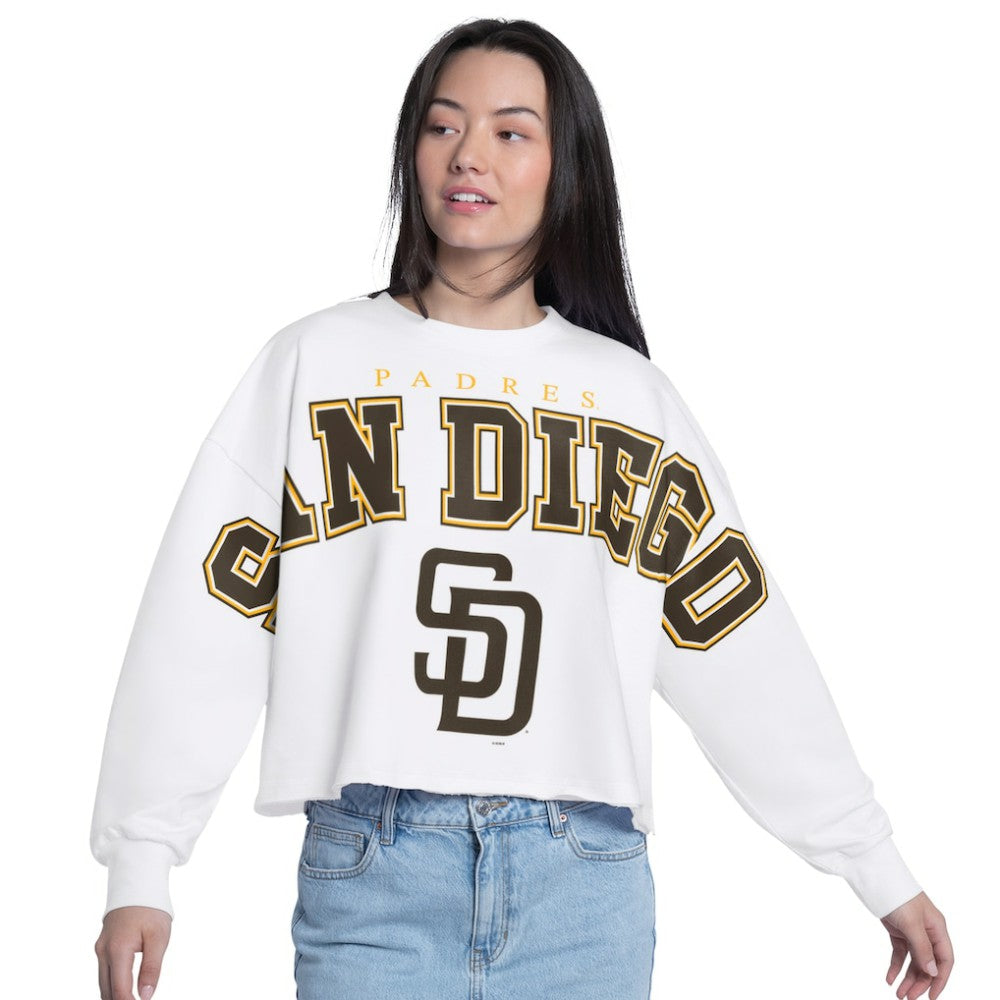 San Diego Padres G-III 4Her by Carl Banks Women's Bleachers Cropped Pullover Sweatshirt - MLB
