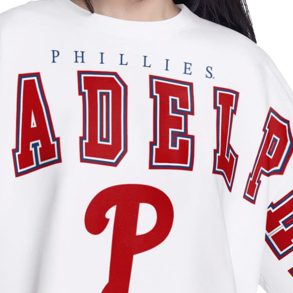 Philadelphia Phillies G-III 4Her by Carl Banks Women's Bleachers Cropped Pullover Sweatshirt - MLB
