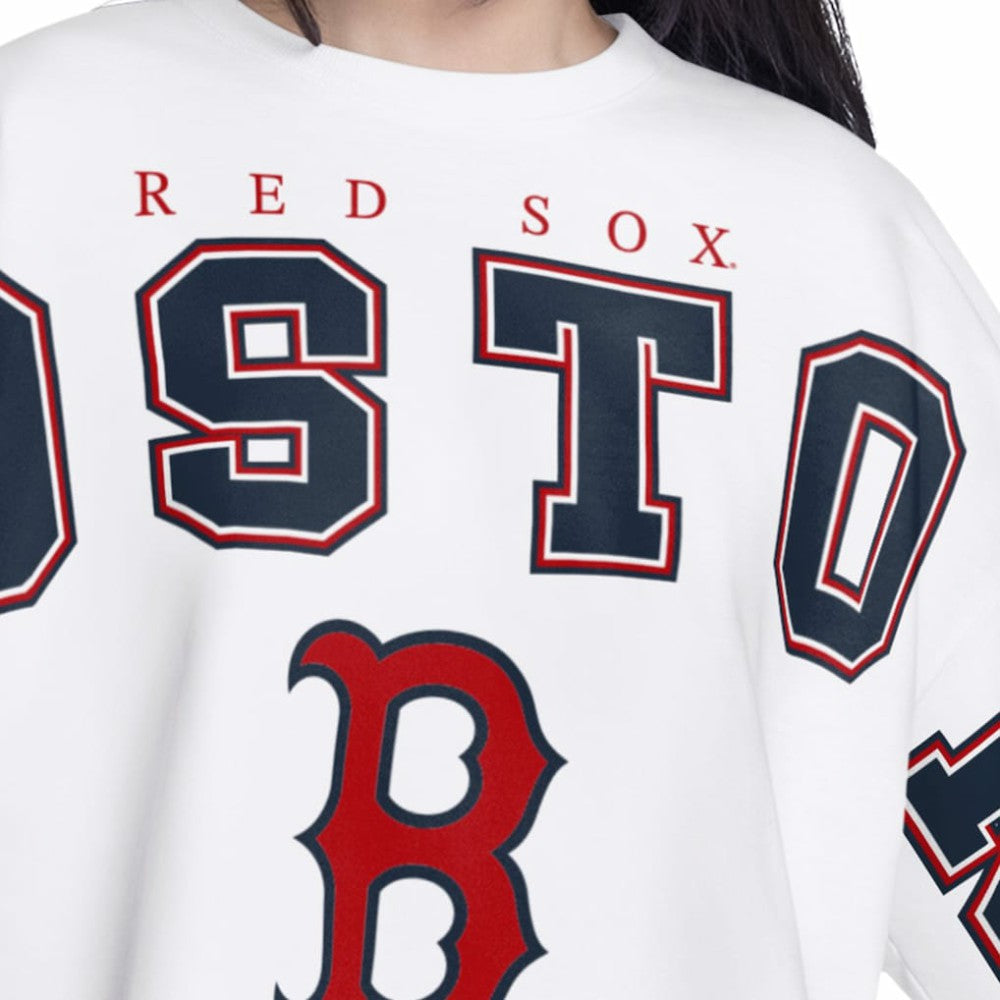 Boston Red Sox G-III 4Her by Carl Banks Women's Bleachers Cropped Pullover Sweatshirt - MLB