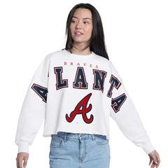 Atlanta Braves G-III 4Her by Carl Banks Women's Bleachers Cropped Pullover Sweatshirt - MLB