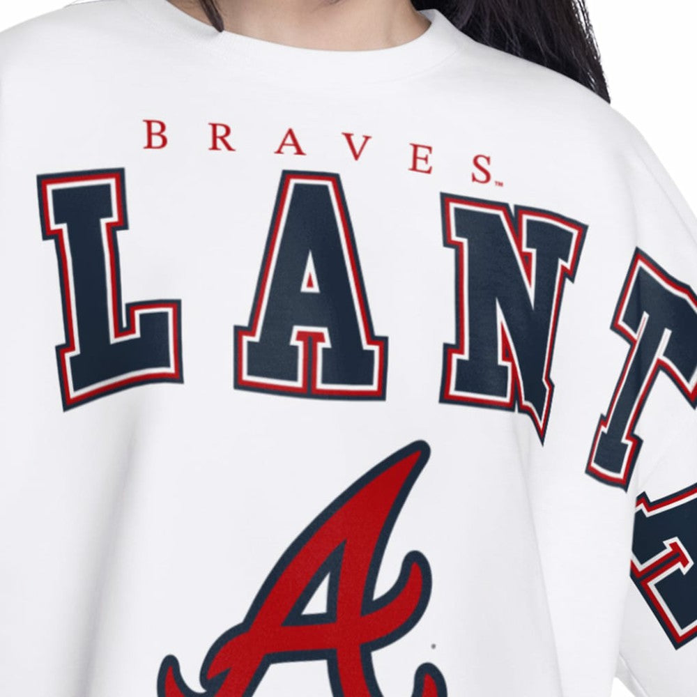 Atlanta Braves G-III 4Her by Carl Banks Women's Bleachers Cropped Pullover Sweatshirt - MLB