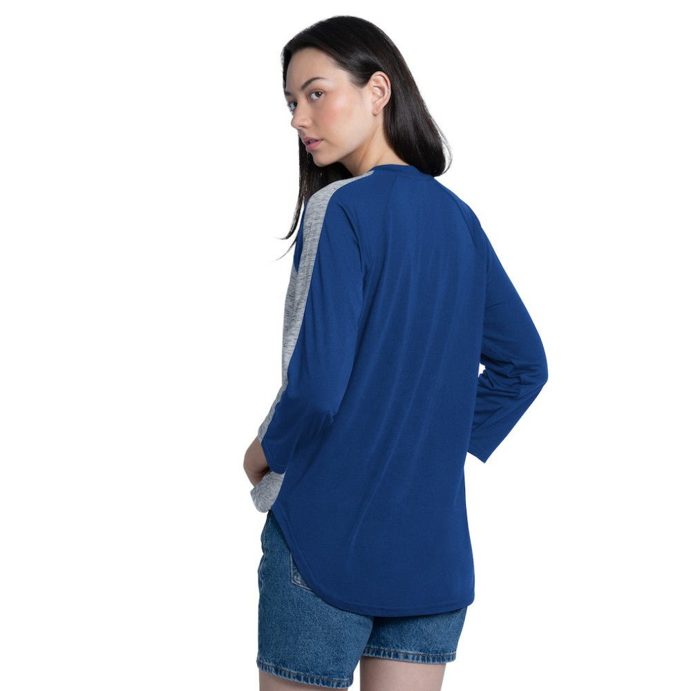 Los Angeles Dodgers G-III 4Her by Carl Banks Women's Speed Training 3/4-Sleeve Rhinestone V-Neck T-Shirt - MLB