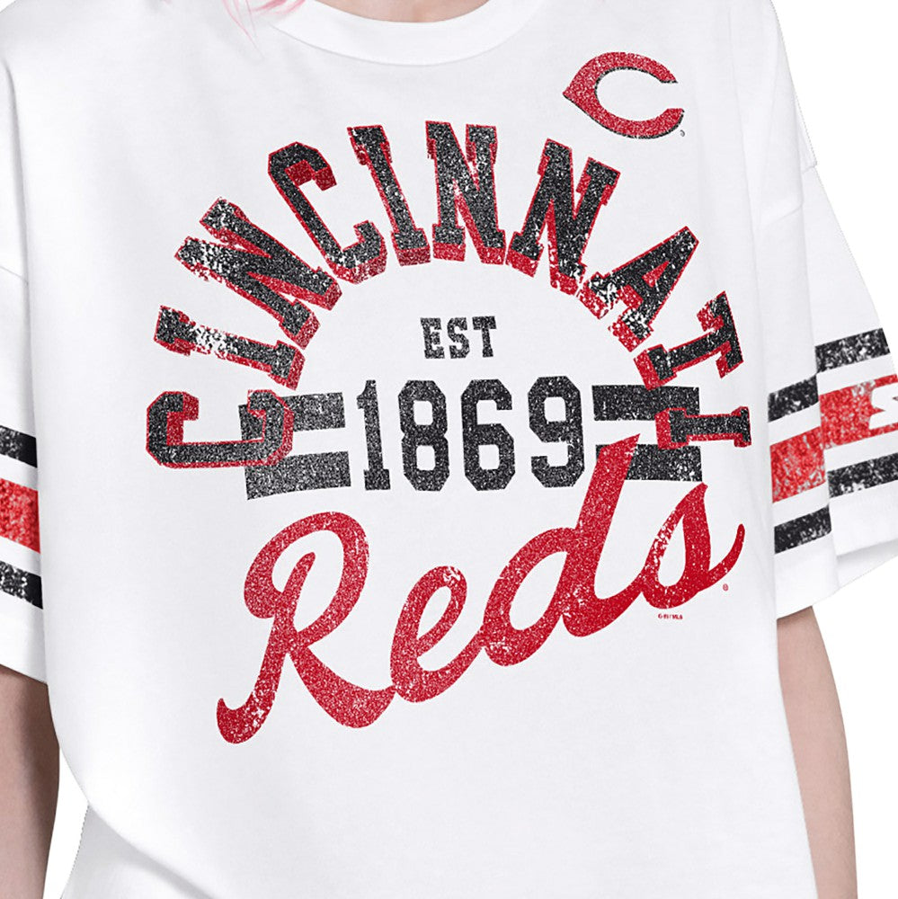 Cincinnati Reds Starter Women's Cropped Hurry Up Offense T-Shirt - MLB