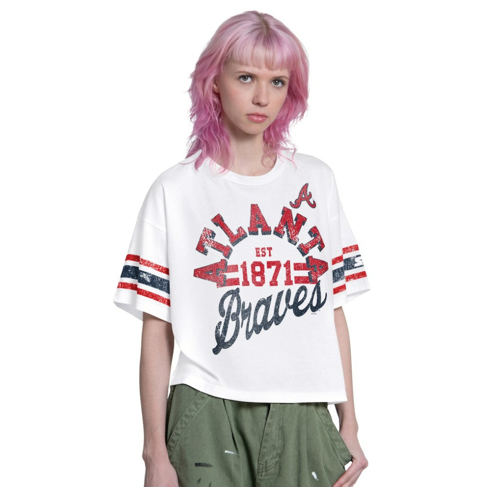 Atlanta Braves Starter Women's Cropped Hurry Up Offense T-Shirt - MLB