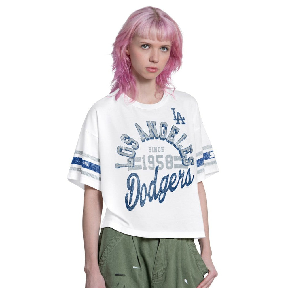 Los Angeles Dodgers Starter Women's Cropped Hurry Up Offense T-Shirt - MLB