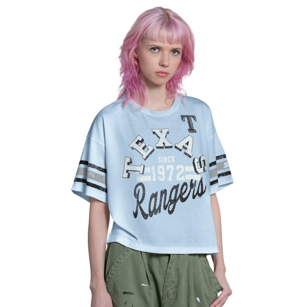 Texas Rangers Starter Women's Cropped Hurry Up Offense T-Shirt - MLB