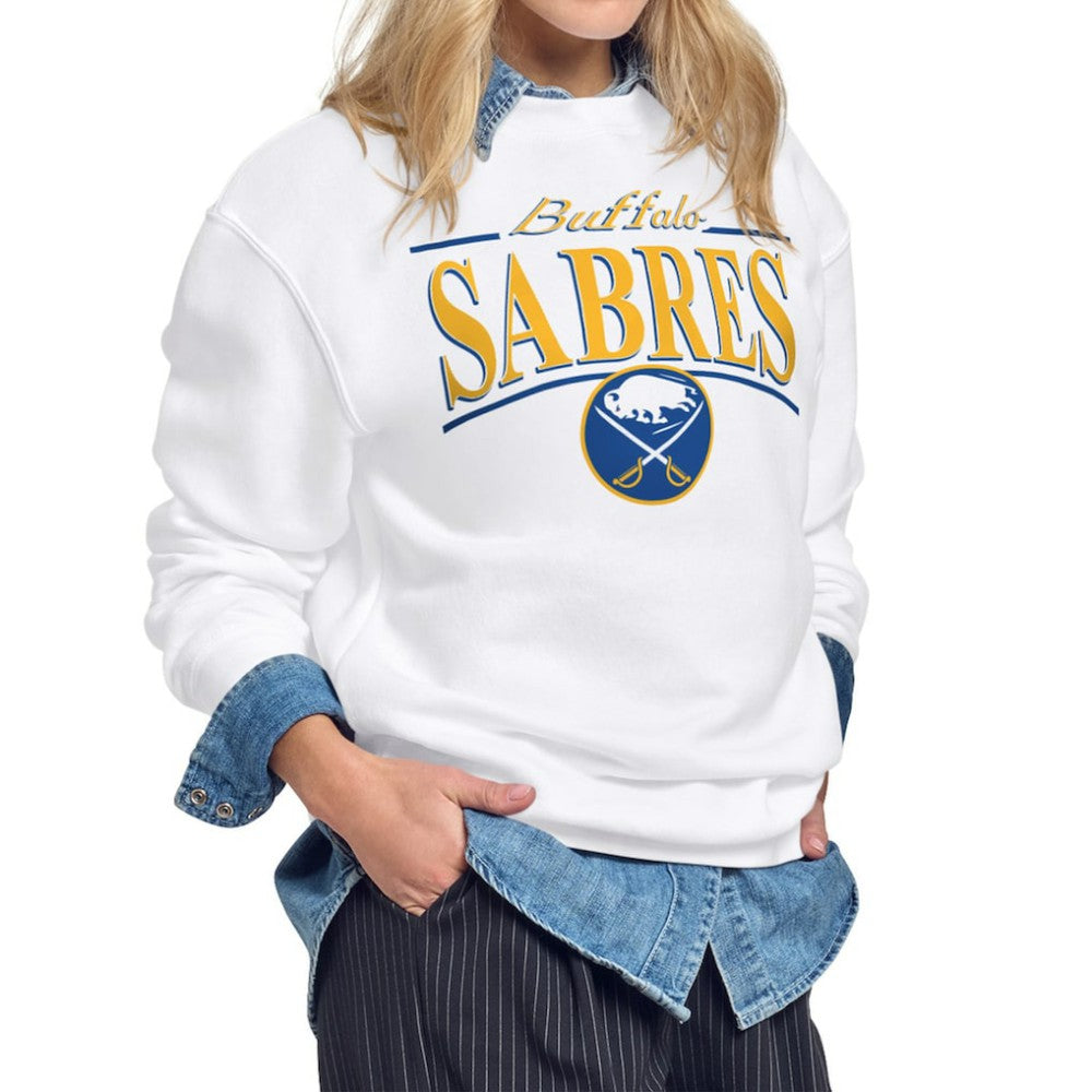 Buffalo Sabres Starter Women's Arch Stripe Fleece Sweatshirt - White - NHL