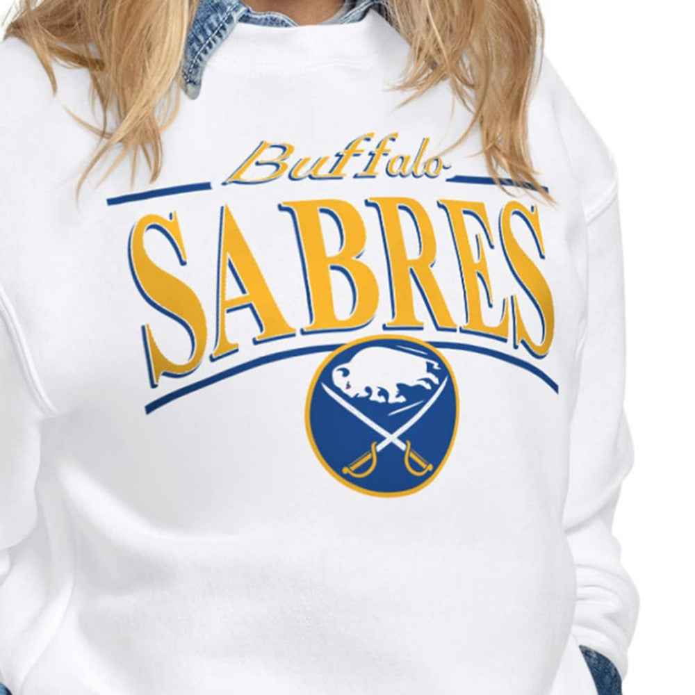 Buffalo Sabres Starter Women's Arch Stripe Fleece Sweatshirt - White - NHL