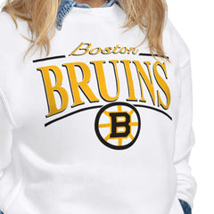 Boston Bruins Starter Women's Arch Stripe Fleece Sweatshirt - White - NHL