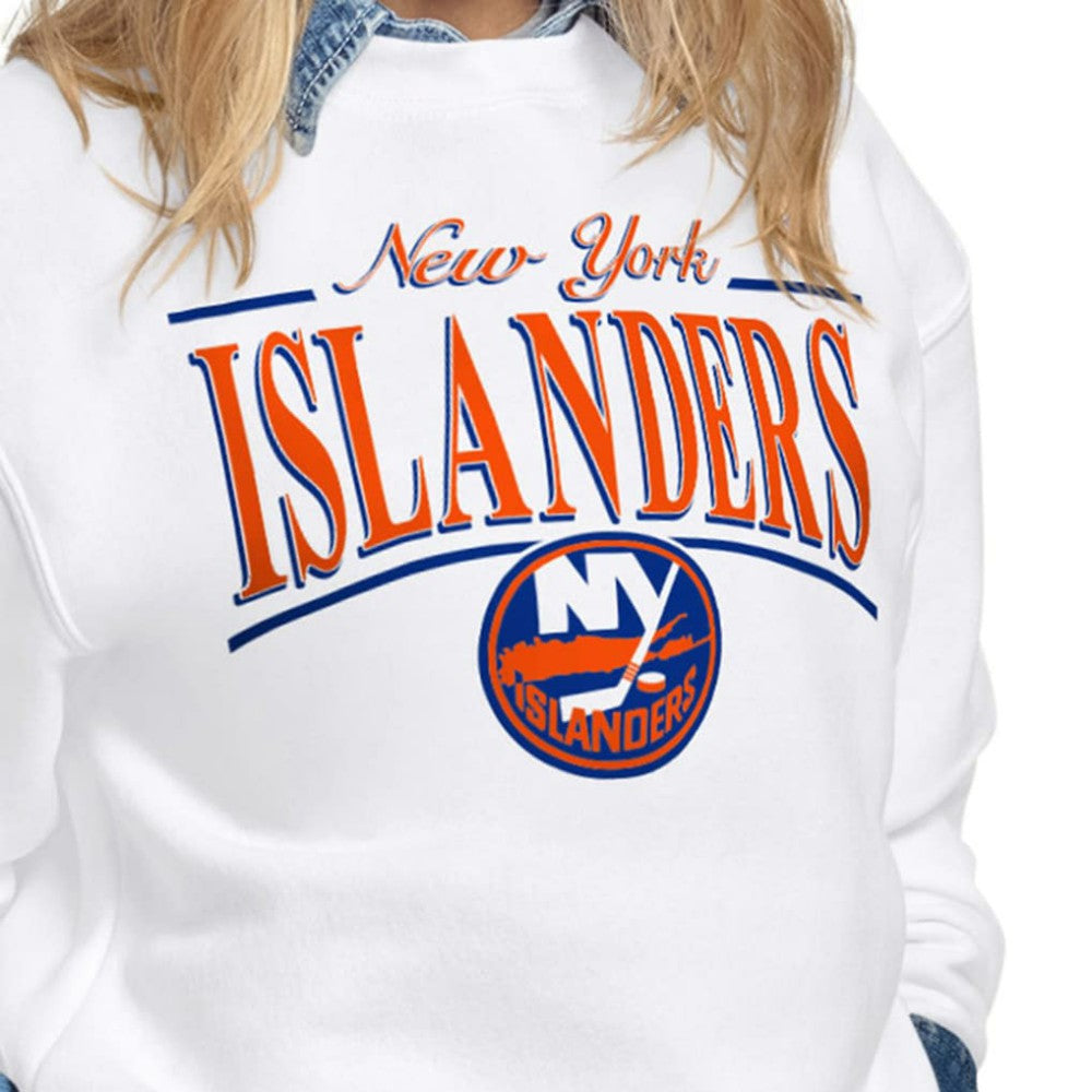 New York Islanders Starter Women's Arch Stripe Fleece Sweatshirt - White - NHL