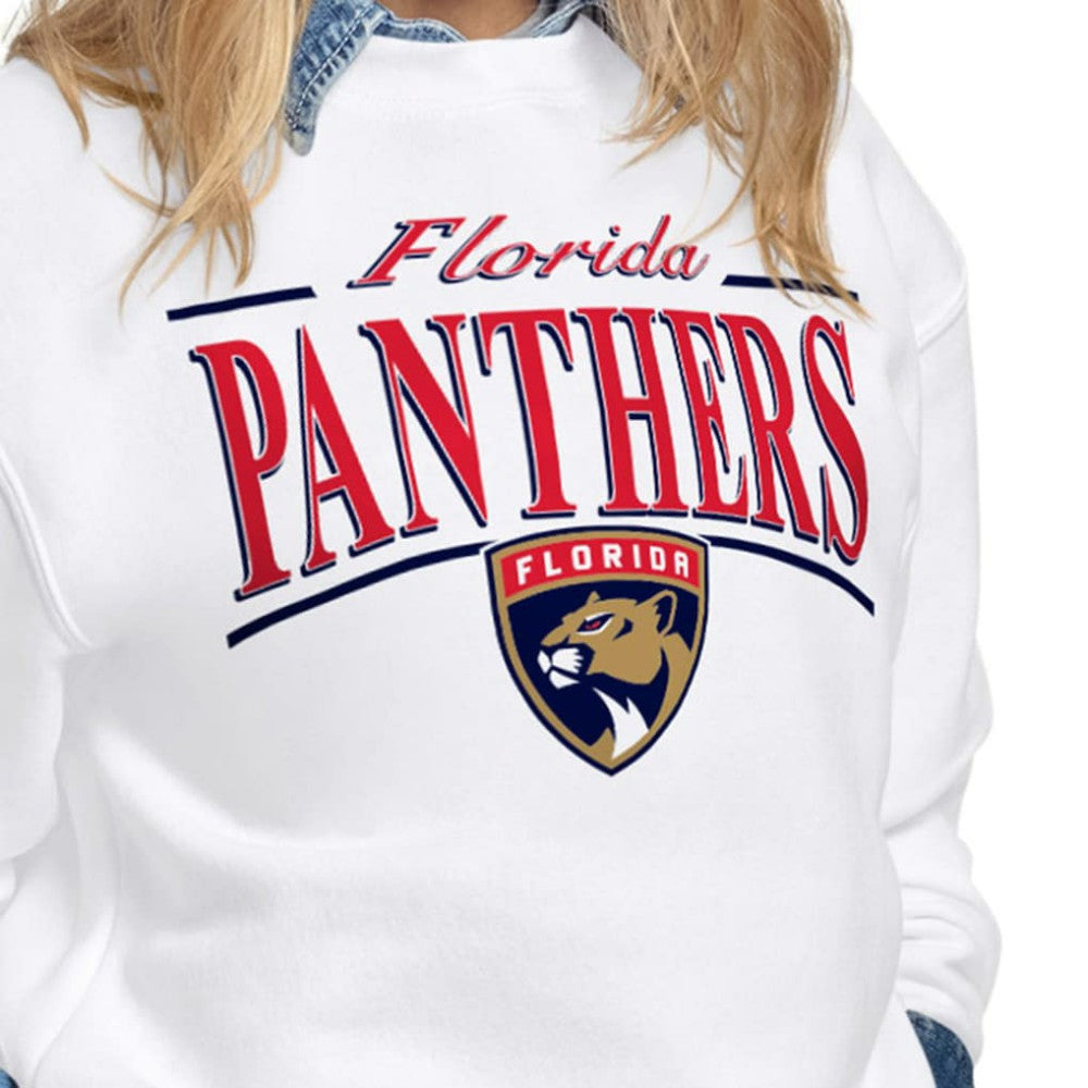 Florida Panthers Starter Women's Arch Stripe Fleece Sweatshirt - White - NHL