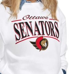 Ottawa Senators Starter Women's Arch Stripe Fleece Sweatshirt - White - NHL