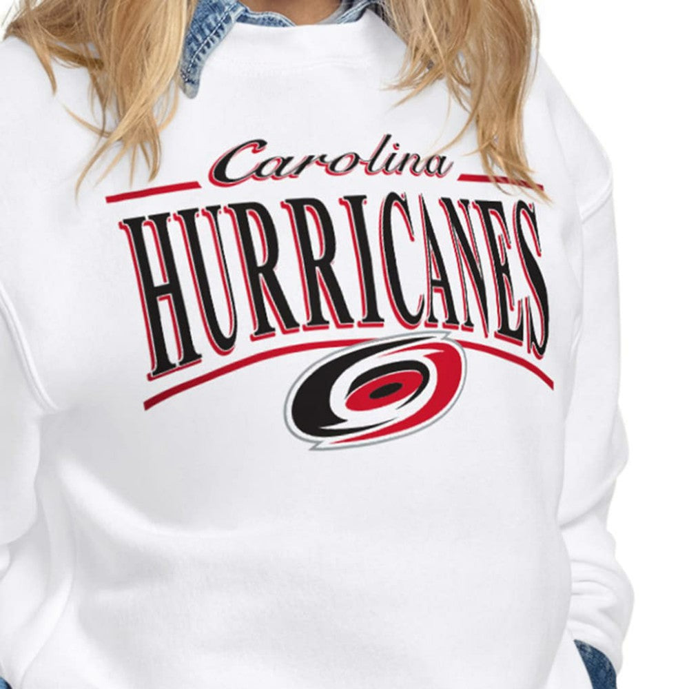 Carolina Hurricanes Starter Women's Arch Stripe Fleece Sweatshirt - White - NHL