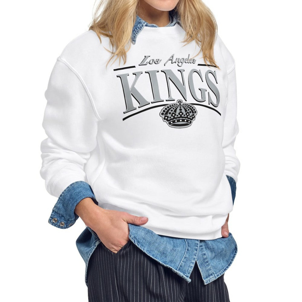 Los Angeles Kings Starter Women's Arch Stripe Fleece Sweatshirt - White - NHL
