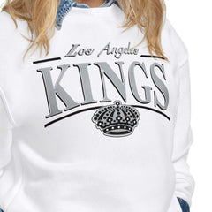 Los Angeles Kings Starter Women's Arch Stripe Fleece Sweatshirt - White - NHL