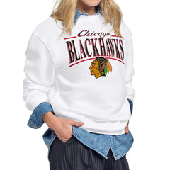 Chicago Blackhawks Starter Women's Arch Stripe Fleece Sweatshirt - White - NHL
