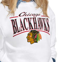 Chicago Blackhawks Starter Women's Arch Stripe Fleece Sweatshirt - White - NHL