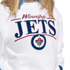 Winnipeg Jets Starter Women's Arch Stripe Fleece Sweatshirt - White - NHL