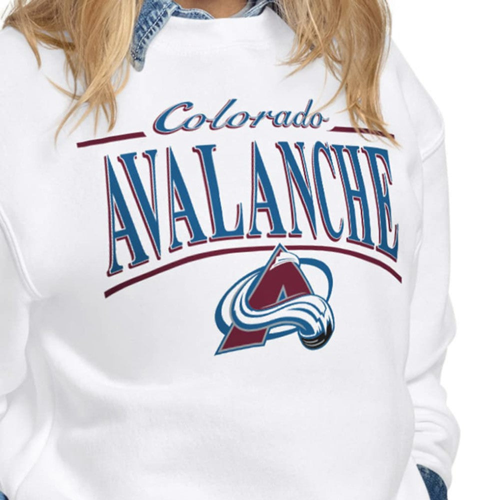 Colorado Avalanche Starter Women's Arch Stripe Fleece Sweatshirt - White - NHL
