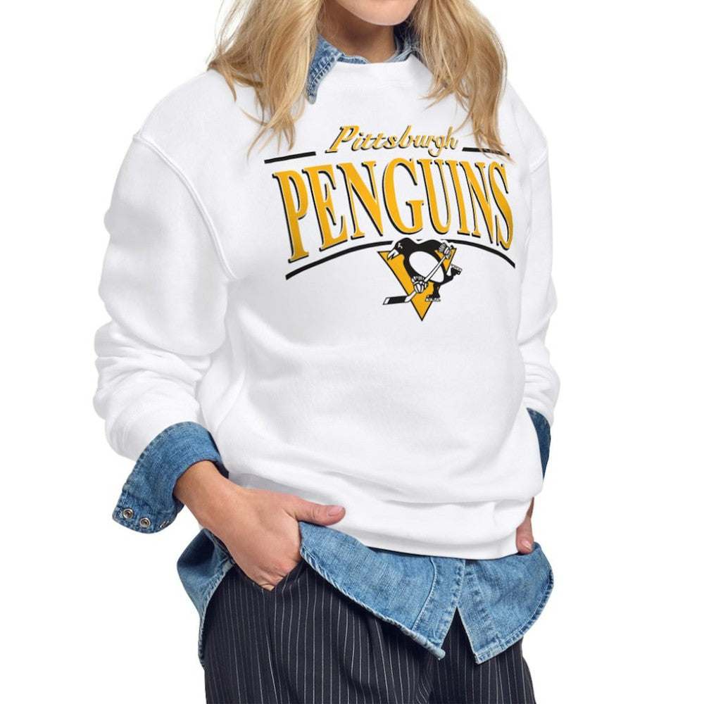Pittsburgh Penguins Starter Women's Arch Stripe Fleece Sweatshirt - White - NHL