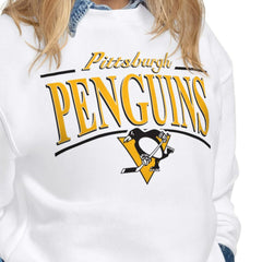 Pittsburgh Penguins Starter Women's Arch Stripe Fleece Sweatshirt - White - NHL