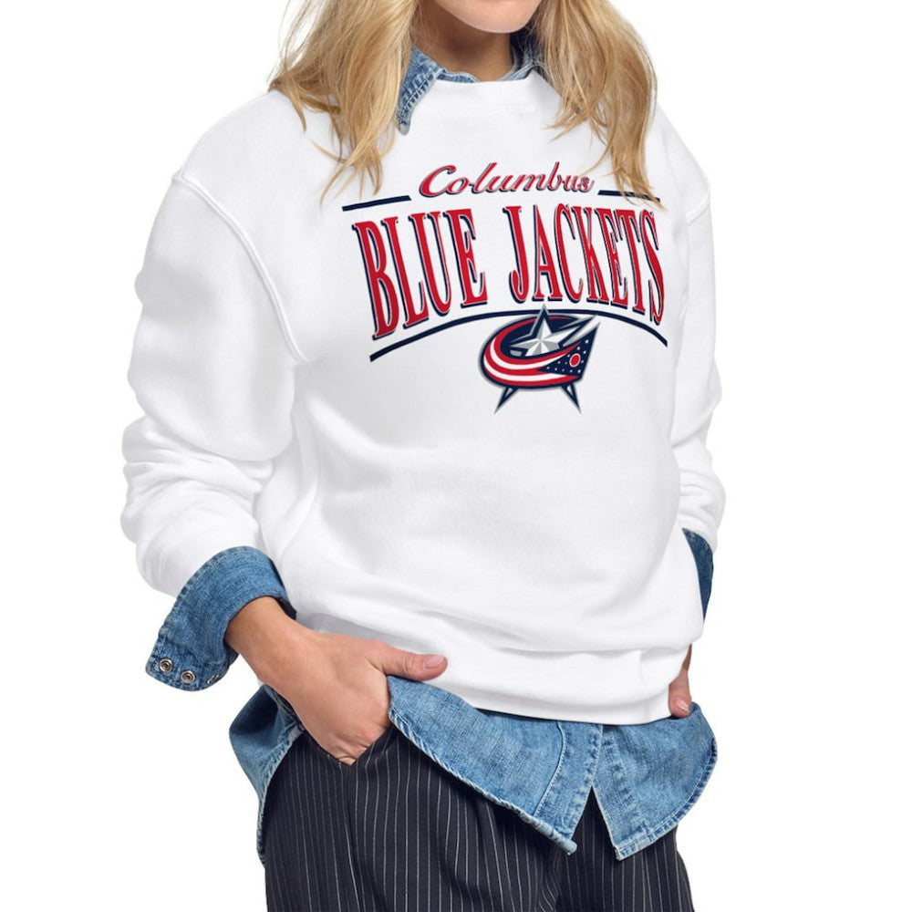 Columbus Blue Jackets Starter Women's Arch Stripe Fleece Sweatshirt - White - NHL