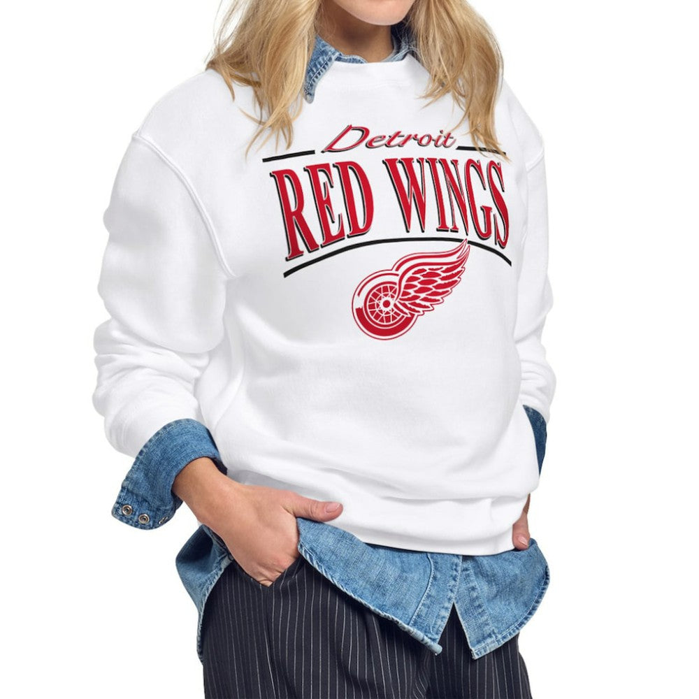 Detroit Red Wings Starter Women's Arch Stripe Fleece Sweatshirt - White - NHL