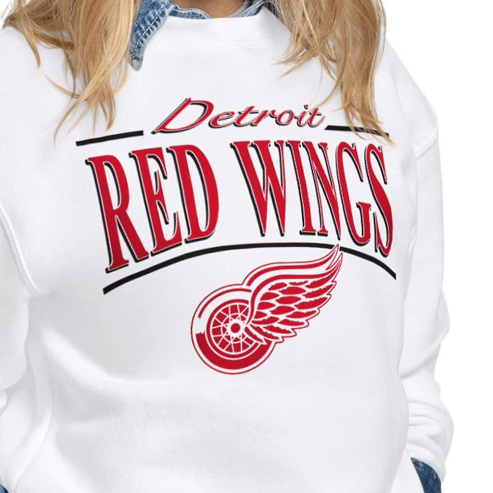 Detroit Red Wings Starter Women's Arch Stripe Fleece Sweatshirt - White - NHL