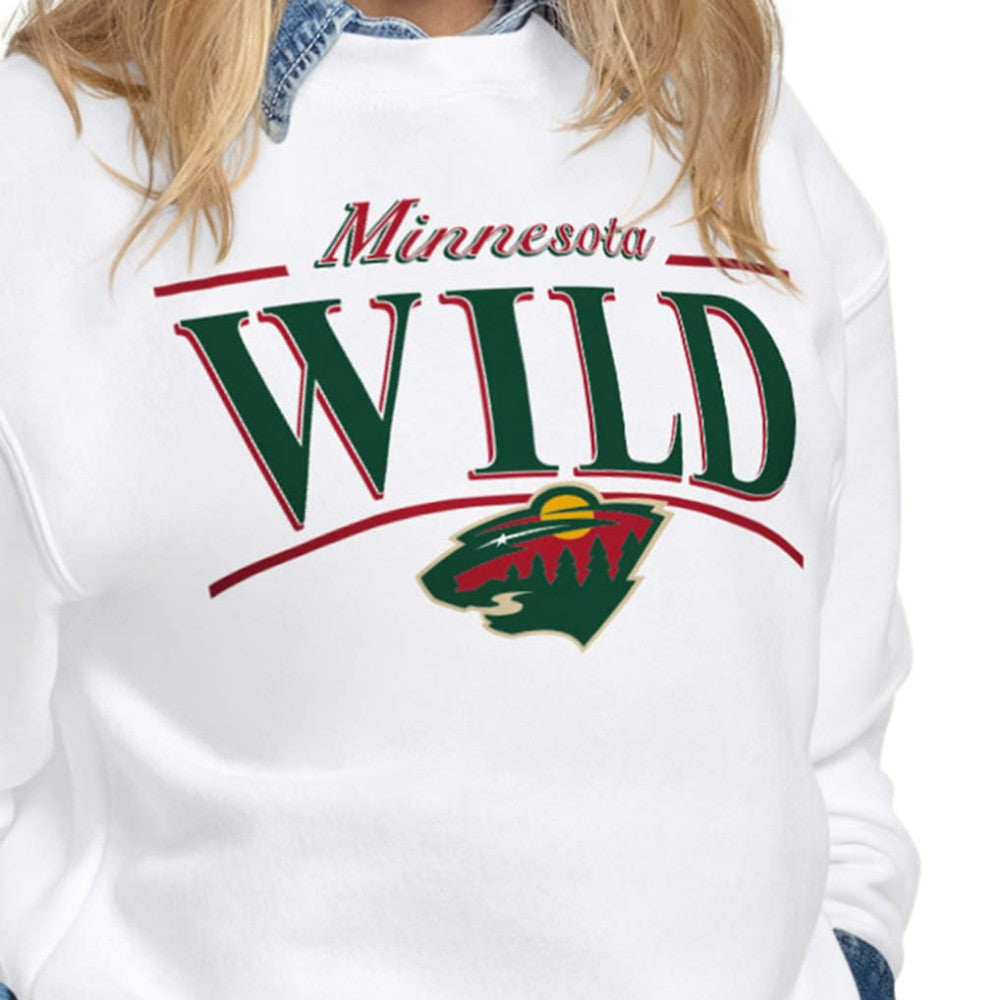 Minnesota Wild Starter Women's Arch Stripe Fleece Sweatshirt - White - NHL
