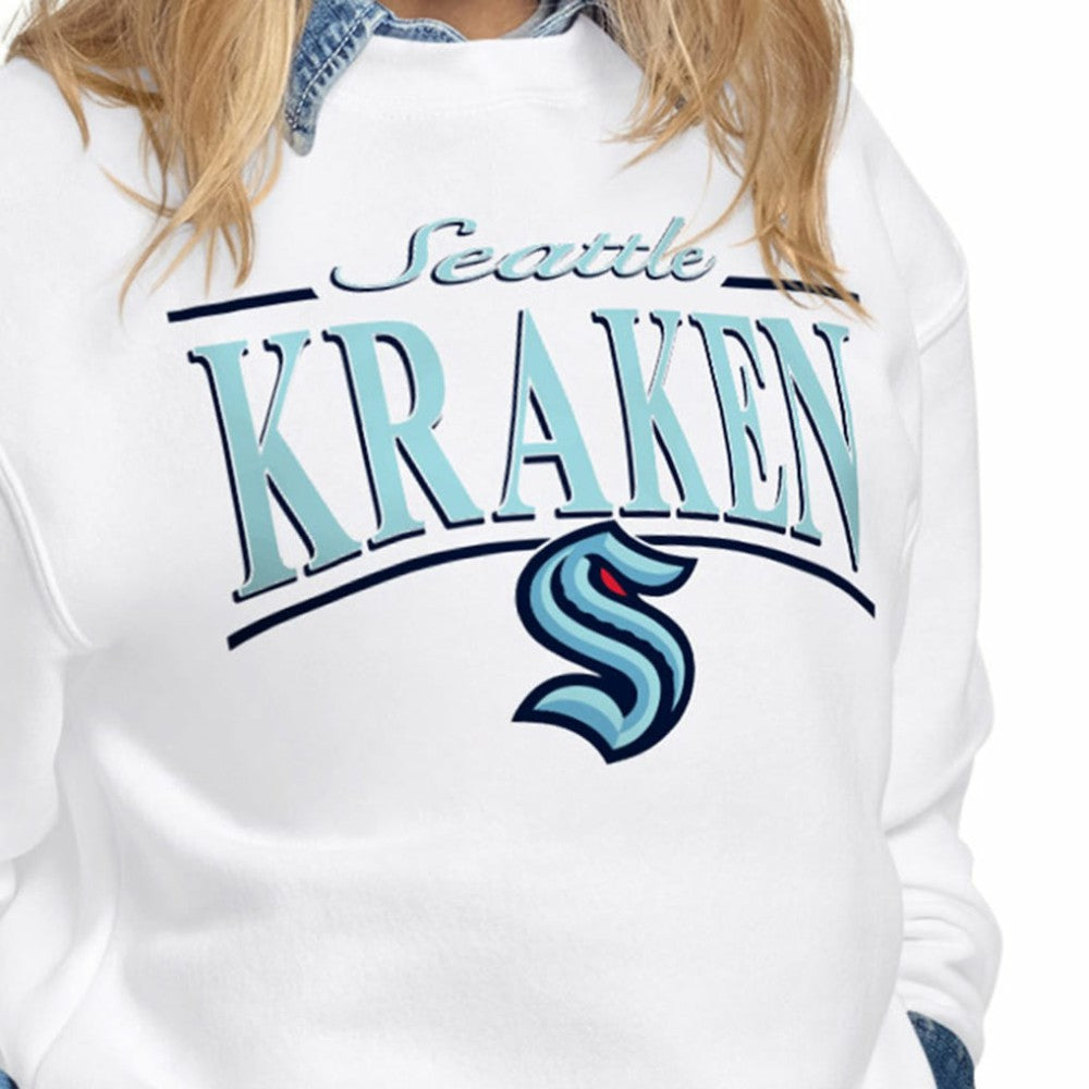 Seattle Kraken Starter Women's Arch Stripe Fleece Sweatshirt - White - NHL