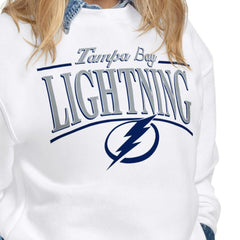 Tampa Bay Lightning Starter Women's Arch Stripe Fleece Sweatshirt - White - NHL