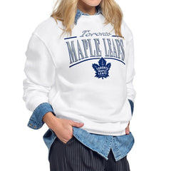 Toronto Maple Leafs Starter Women's Arch Stripe Fleece Sweatshirt - White - NHL