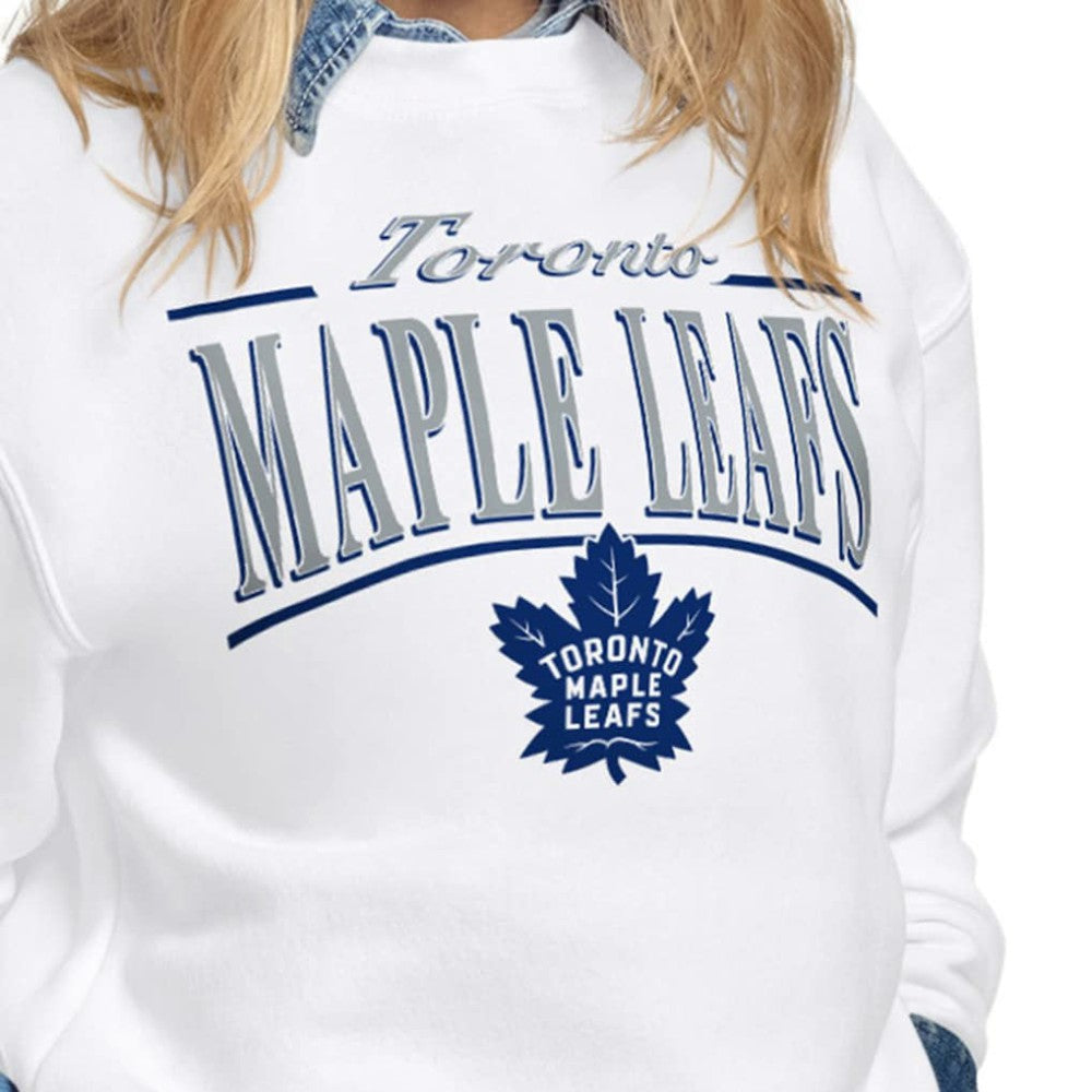 Toronto Maple Leafs Starter Women's Arch Stripe Fleece Sweatshirt - White - NHL