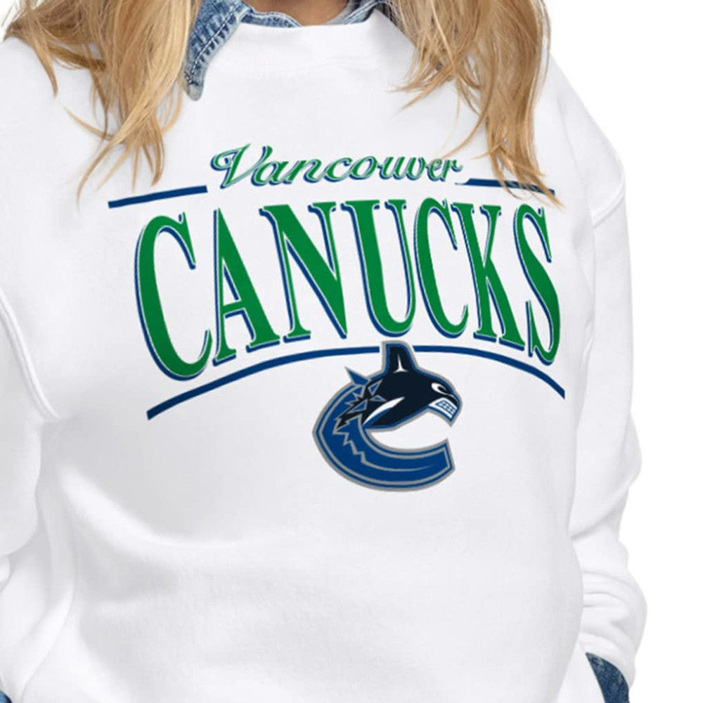 Vancouver Canucks Starter Women's Arch Stripe Fleece Sweatshirt - White - NHL