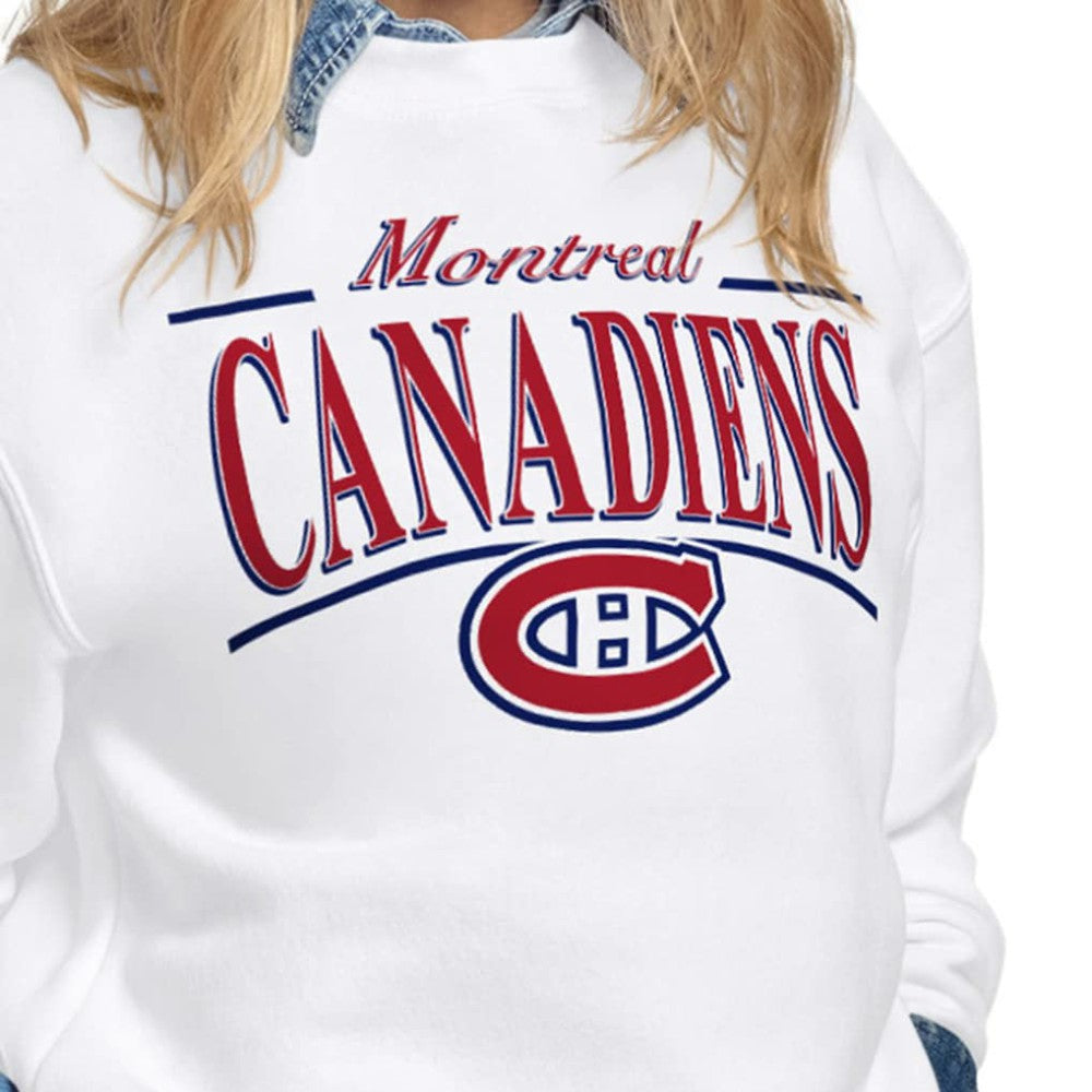Montreal Canadiens Starter Women's Arch Stripe Fleece Sweatshirt - White - NHL