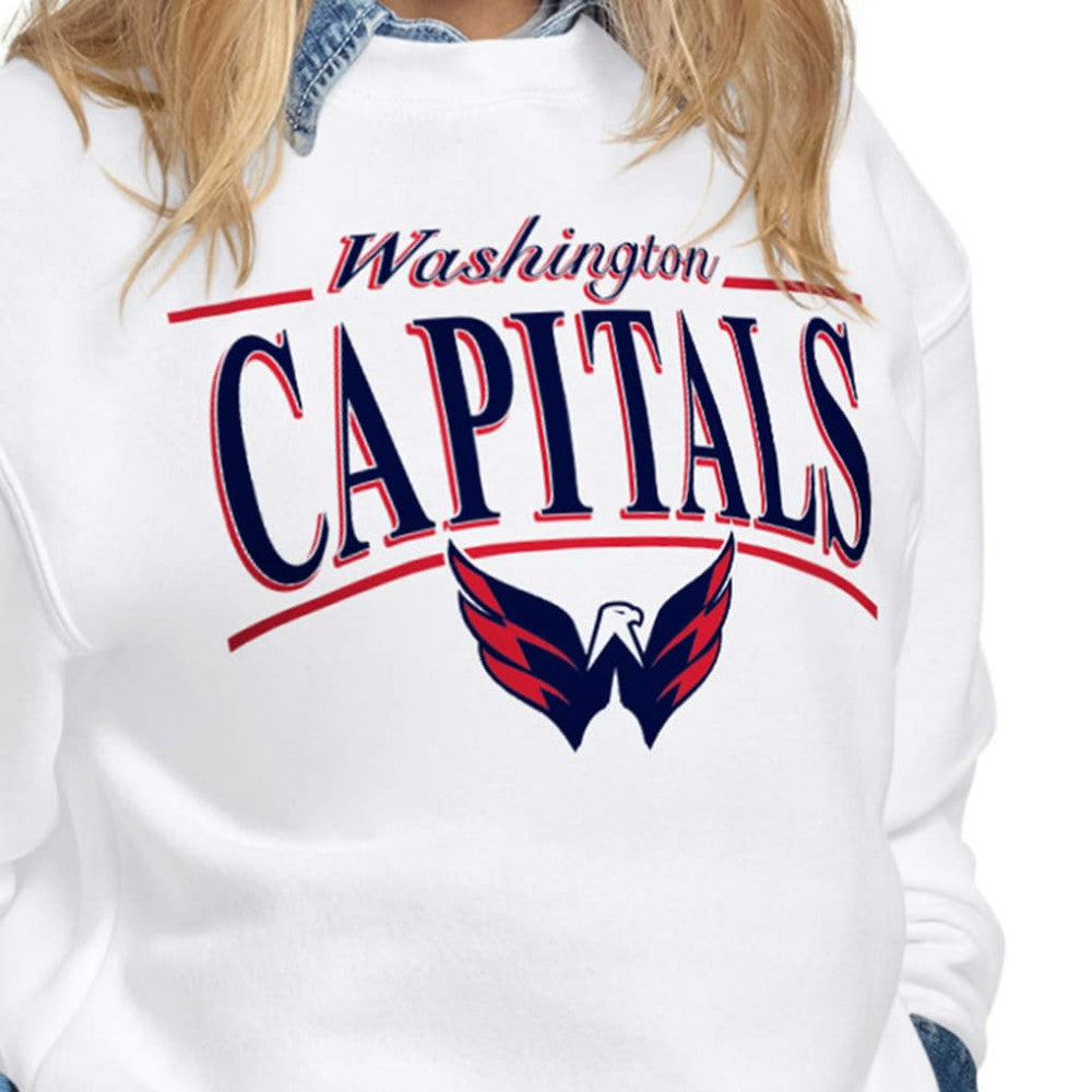 Washington Capitals Starter Women's Arch Stripe Fleece Sweatshirt - White - NHL