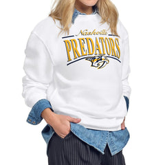 Nashville Predators Starter Women's Arch Stripe Fleece Sweatshirt - White - NHL