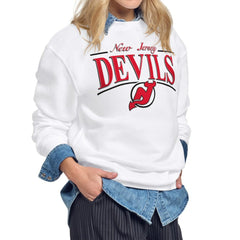 New Jersey Devils Starter Women's Arch Stripe Fleece Sweatshirt - White - NHL