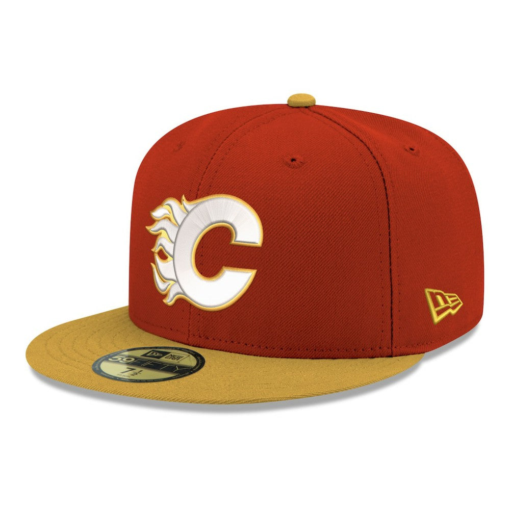 Calgary Flames New Era Core Logo Two-Tone 59FIFTY Fitted Hat - Red - NHL