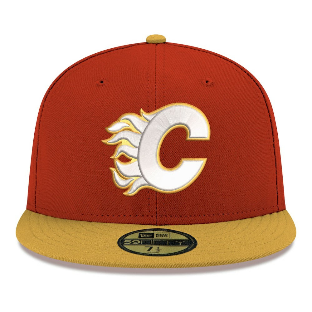 Calgary Flames New Era Core Logo Two-Tone 59FIFTY Fitted Hat - Red - NHL