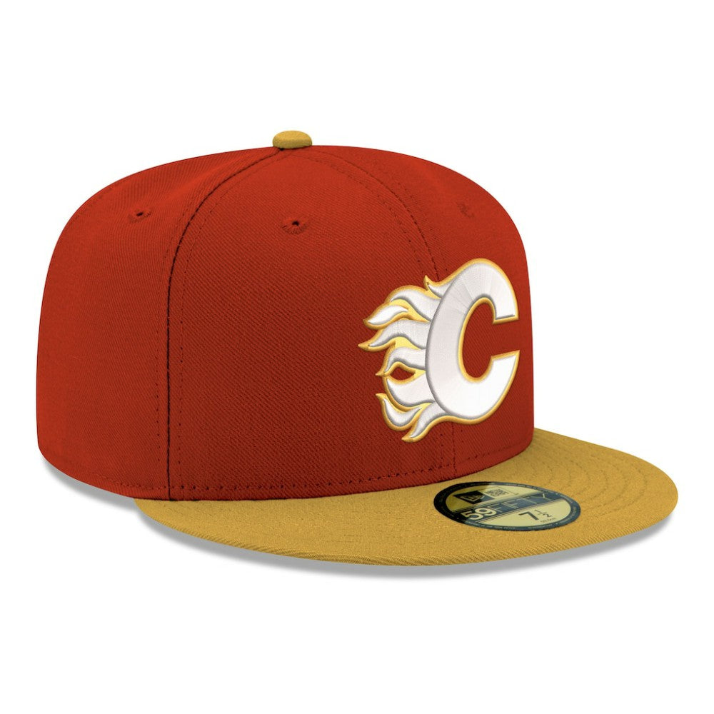 Calgary Flames New Era Core Logo Two-Tone 59FIFTY Fitted Hat - Red - NHL