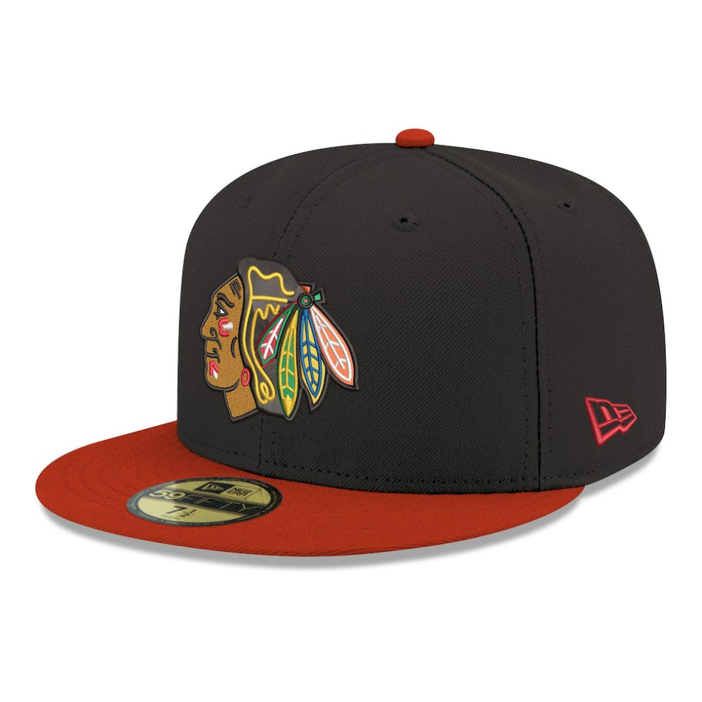 Chicago Blackhawks New Era Core Logo Two-Tone 59FIFTY Fitted Hat - Black - NHL