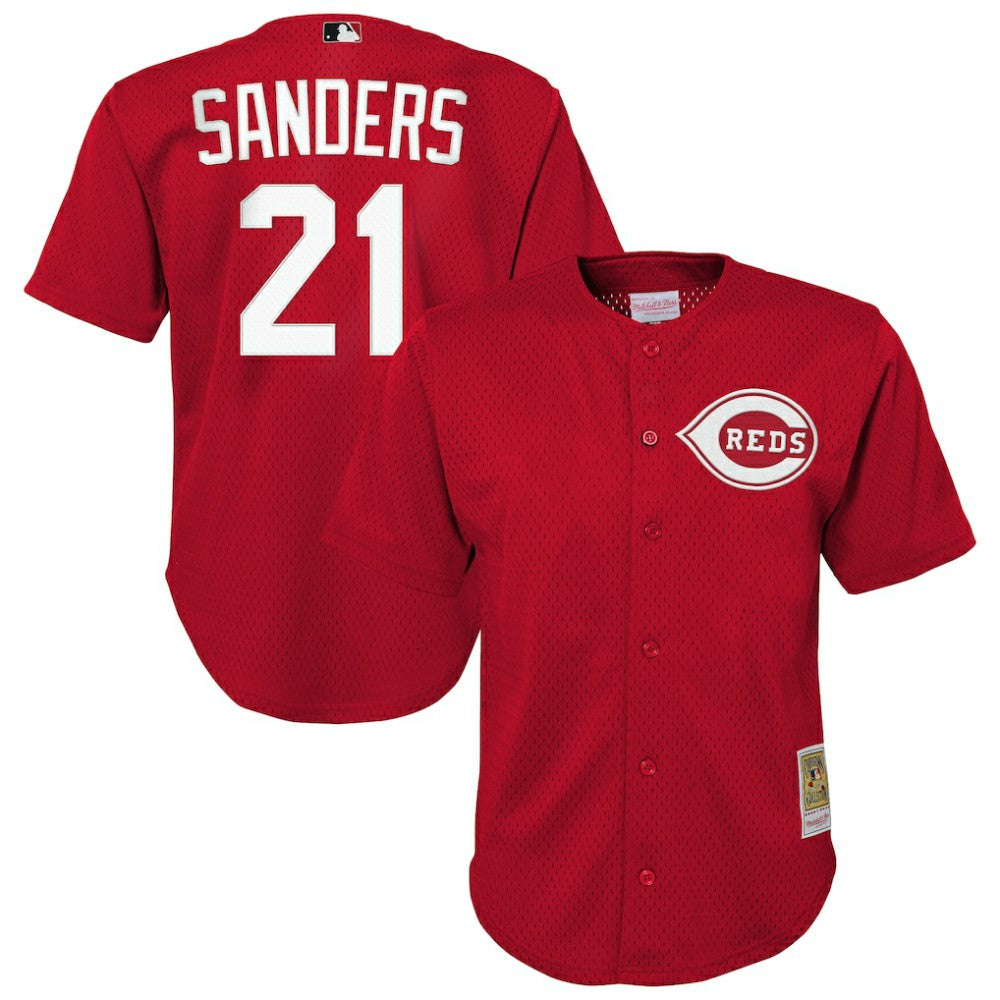 Deion Sanders Cincinnati Reds Mitchell & Ness Youth Cooperstown Mesh Batting Practice Jersey - MLB