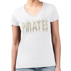 Pittsburgh Pirates G-III 4Her by Carl Banks Women's Metallic Drop Lightweight V-Neck T-Shirt - MLB