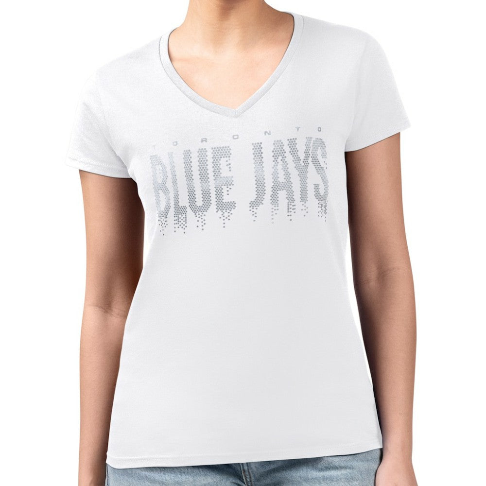 Toronto Blue Jays G-III 4Her by Carl Banks Women's Metallic Drop Lightweight V-Neck T-Shirt - MLB