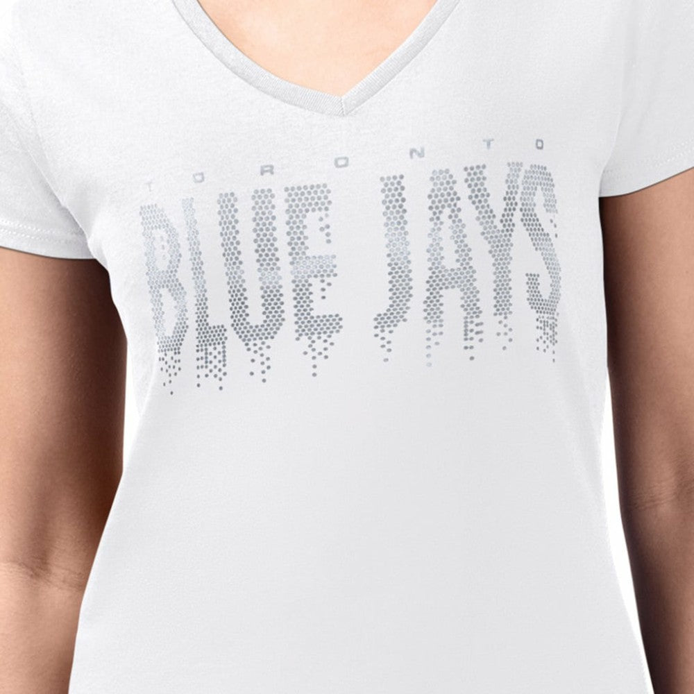 Toronto Blue Jays G-III 4Her by Carl Banks Women's Metallic Drop Lightweight V-Neck T-Shirt - MLB